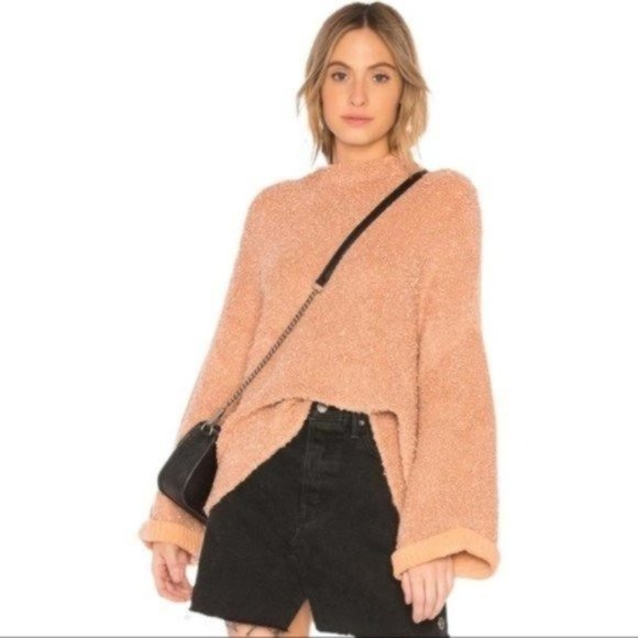 Free People Sweaters - Free People Cuddle Up Pullover Mock Neck Oversized Sweater in Rose Size Medium
